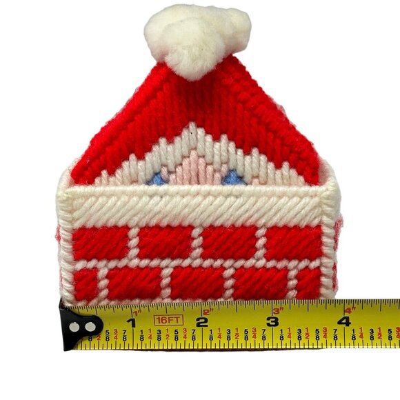 Vintage Santa Claus Coasters Set and Holder Cross Stitch Plastic Canvas - Picture 5 of 6